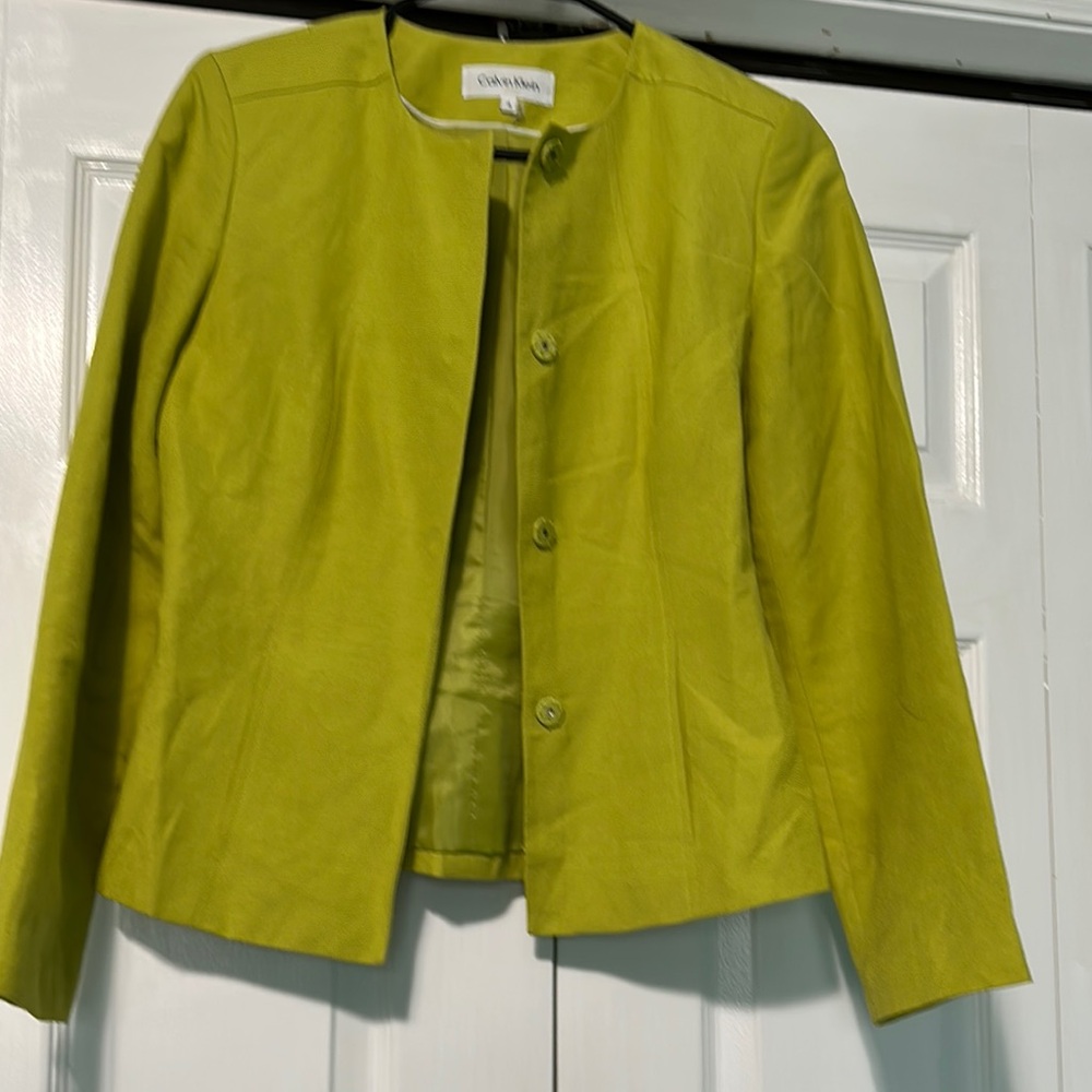 Calvin Klein Green Blazer Tailored Cropped Jacket